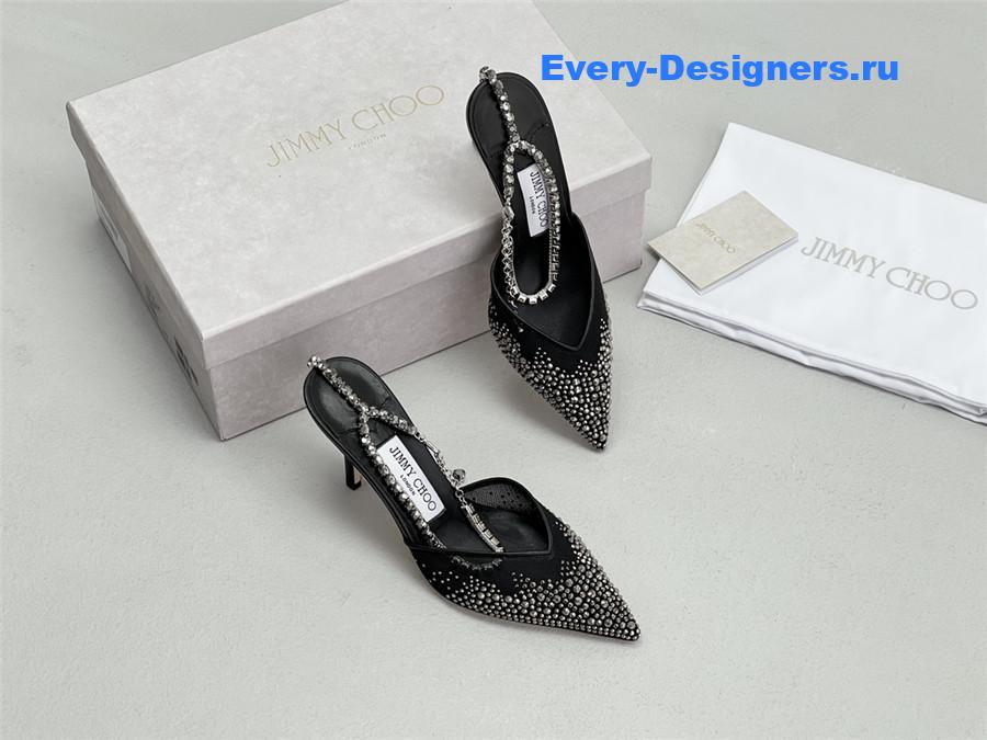 J1m*y Ch00 saeda 100mm crystal pumps black