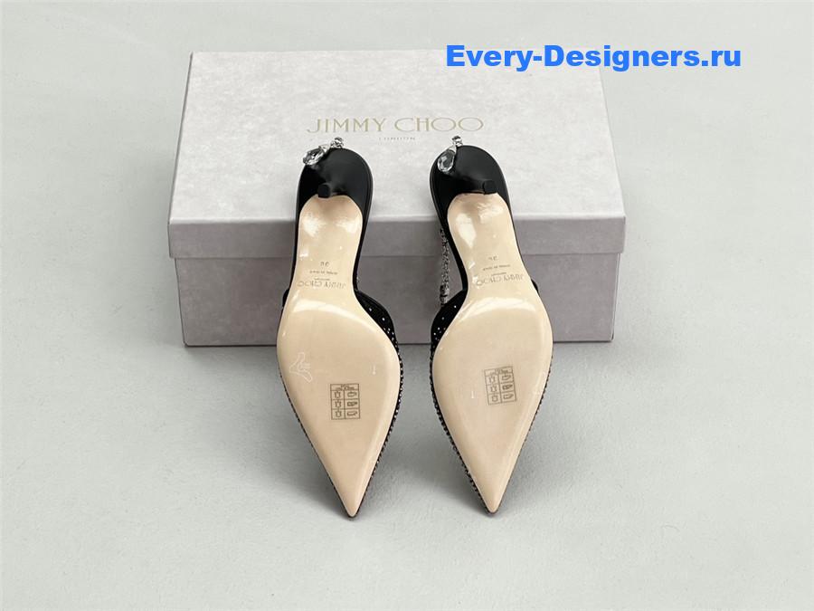 J1m*y Ch00 saeda 100mm crystal pumps black