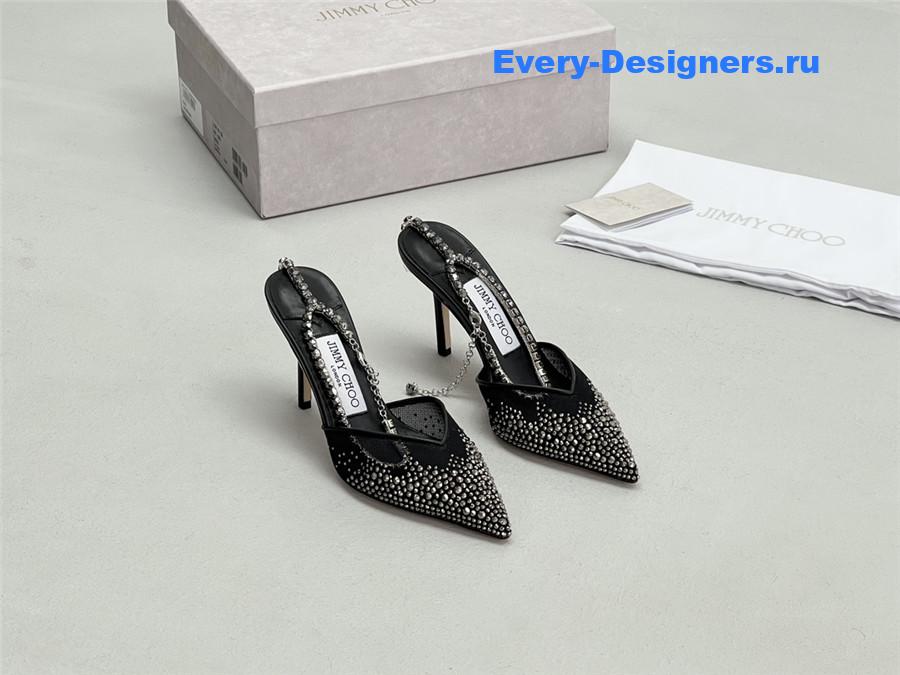 J1m*y Ch00 saeda 100mm crystal pumps black