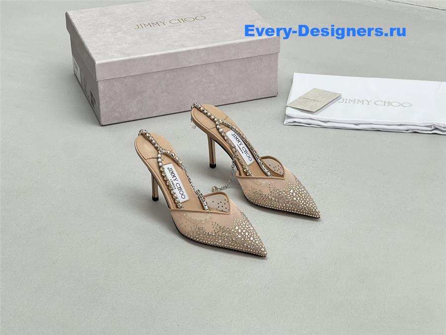 J1m*y Ch00 saeda 100mm gold pumps