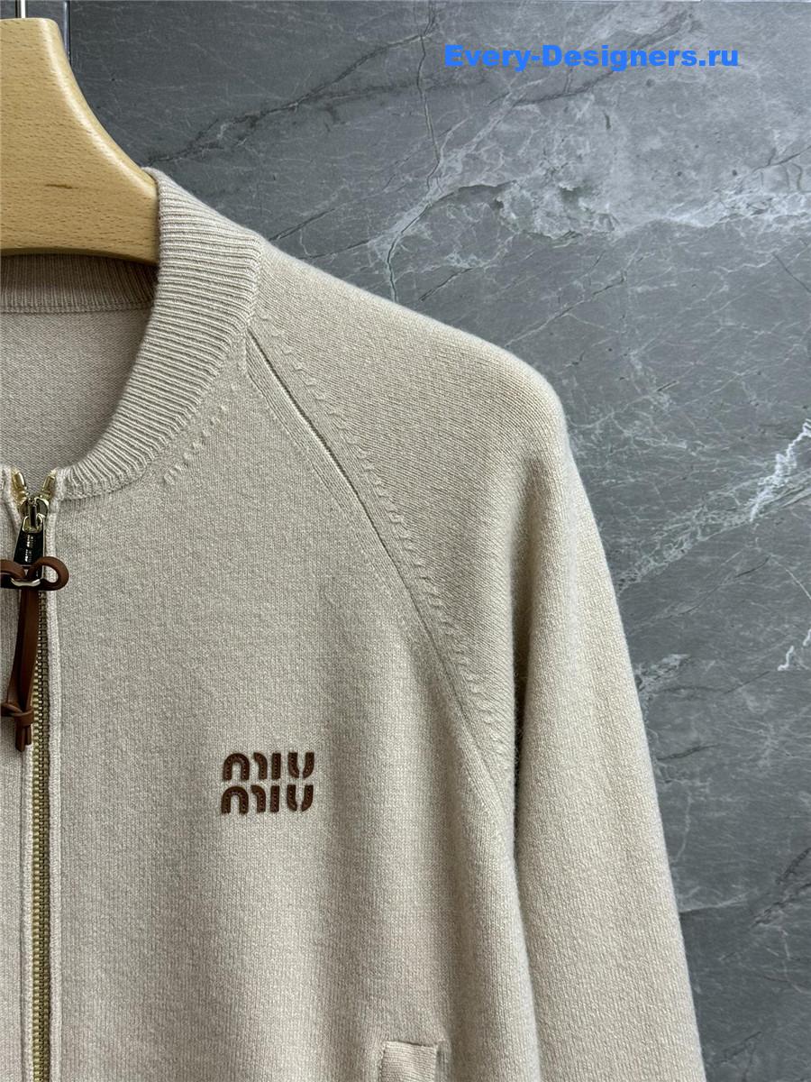 Miu Miu Logo Embroidered Cashmere Cardigan