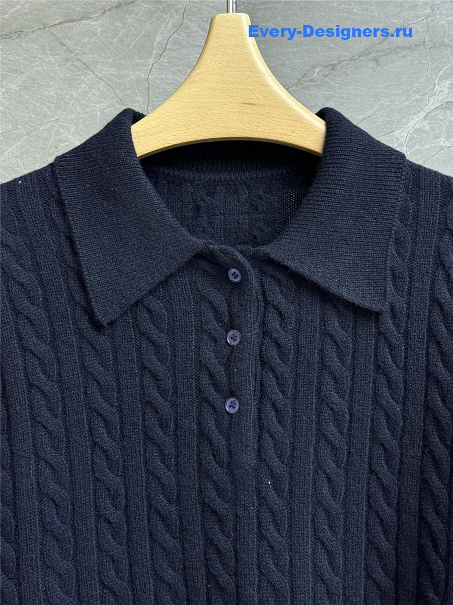 Miu Miu Navy Knit Polo Shirt