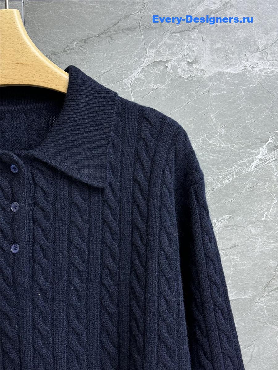 Miu Miu Navy Knit Polo Shirt