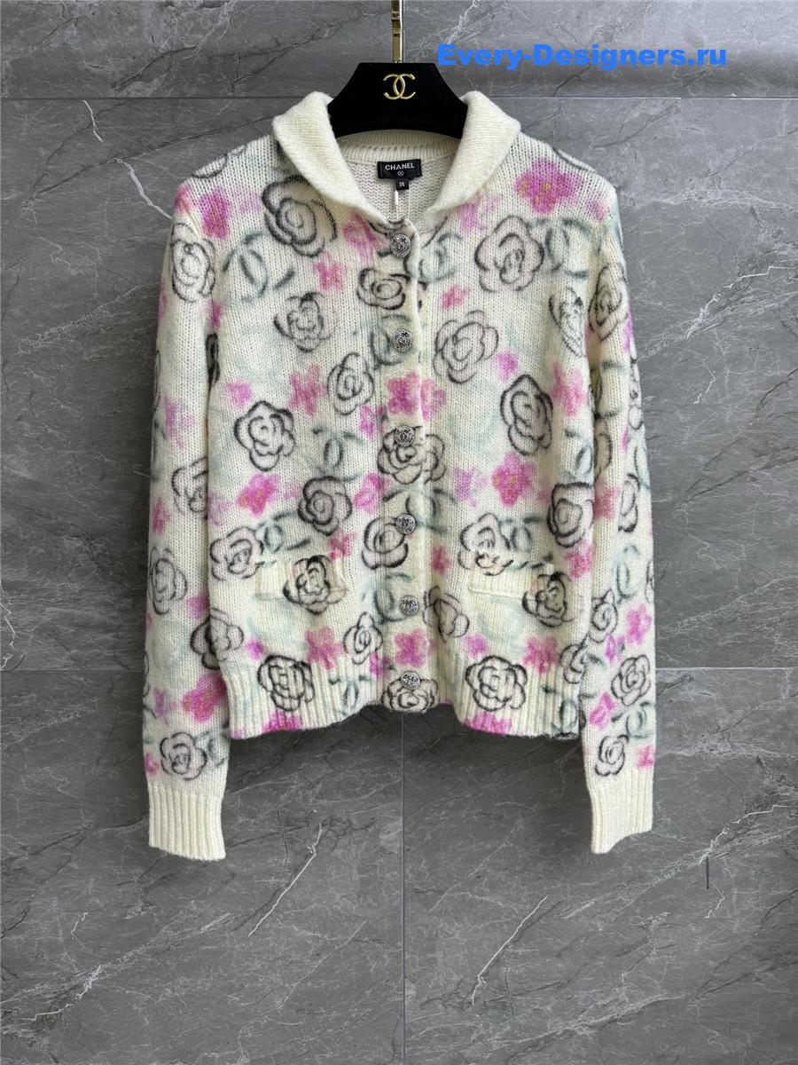 Ch**el pink camellia cashmere cardigan