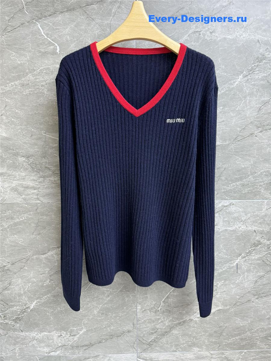 Miu Miu Ribbed-Knit Cashmere Sweater