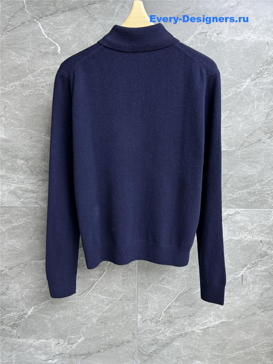 Miu Miu Navy Cashmere Polo Sweater