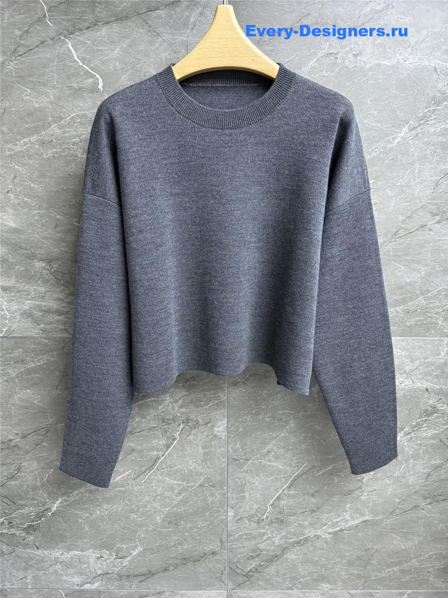 L0ew* grey intarsia patch sweater
