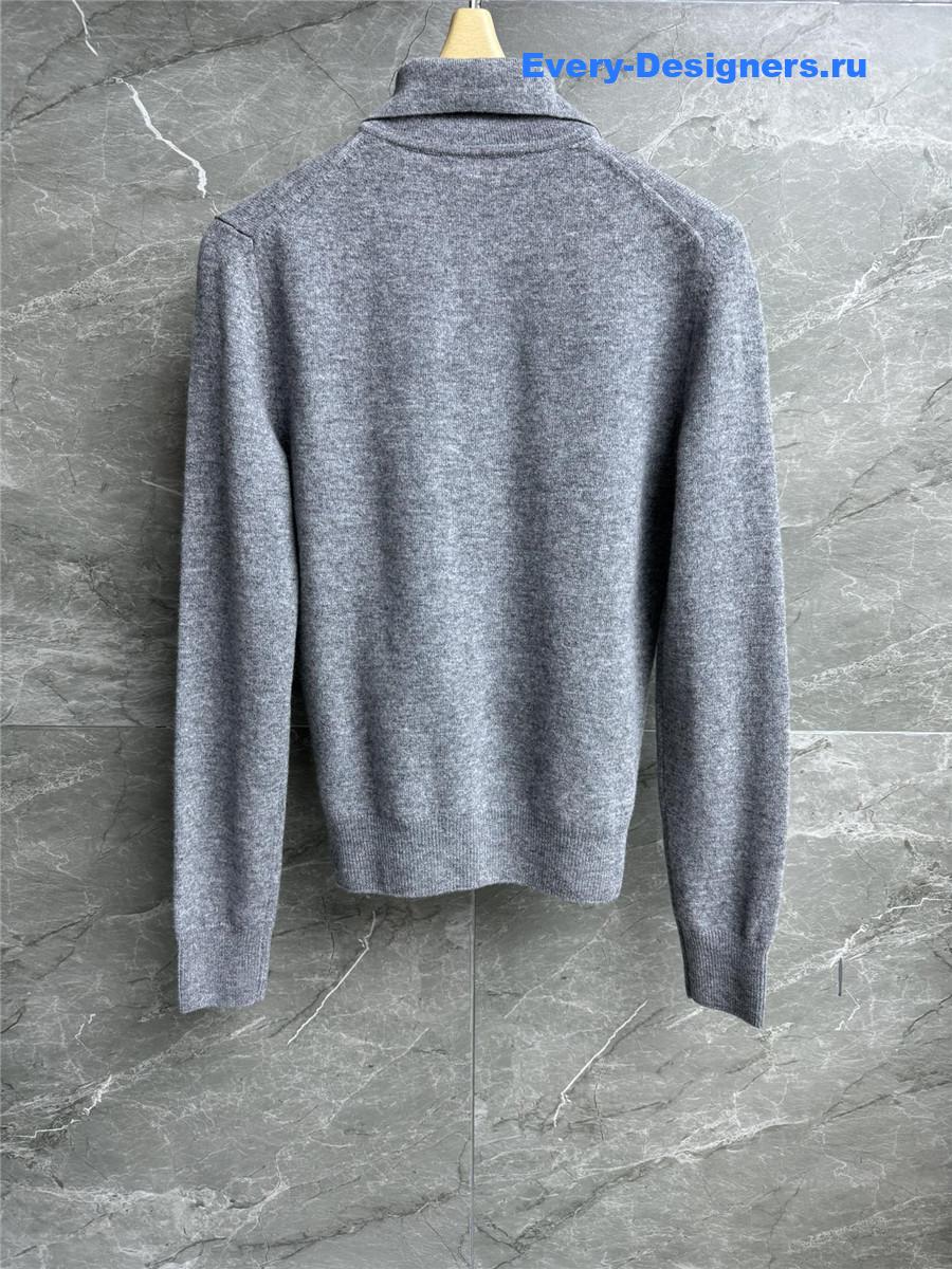 Miu Miu Gray Cashmere Polo Cardigan