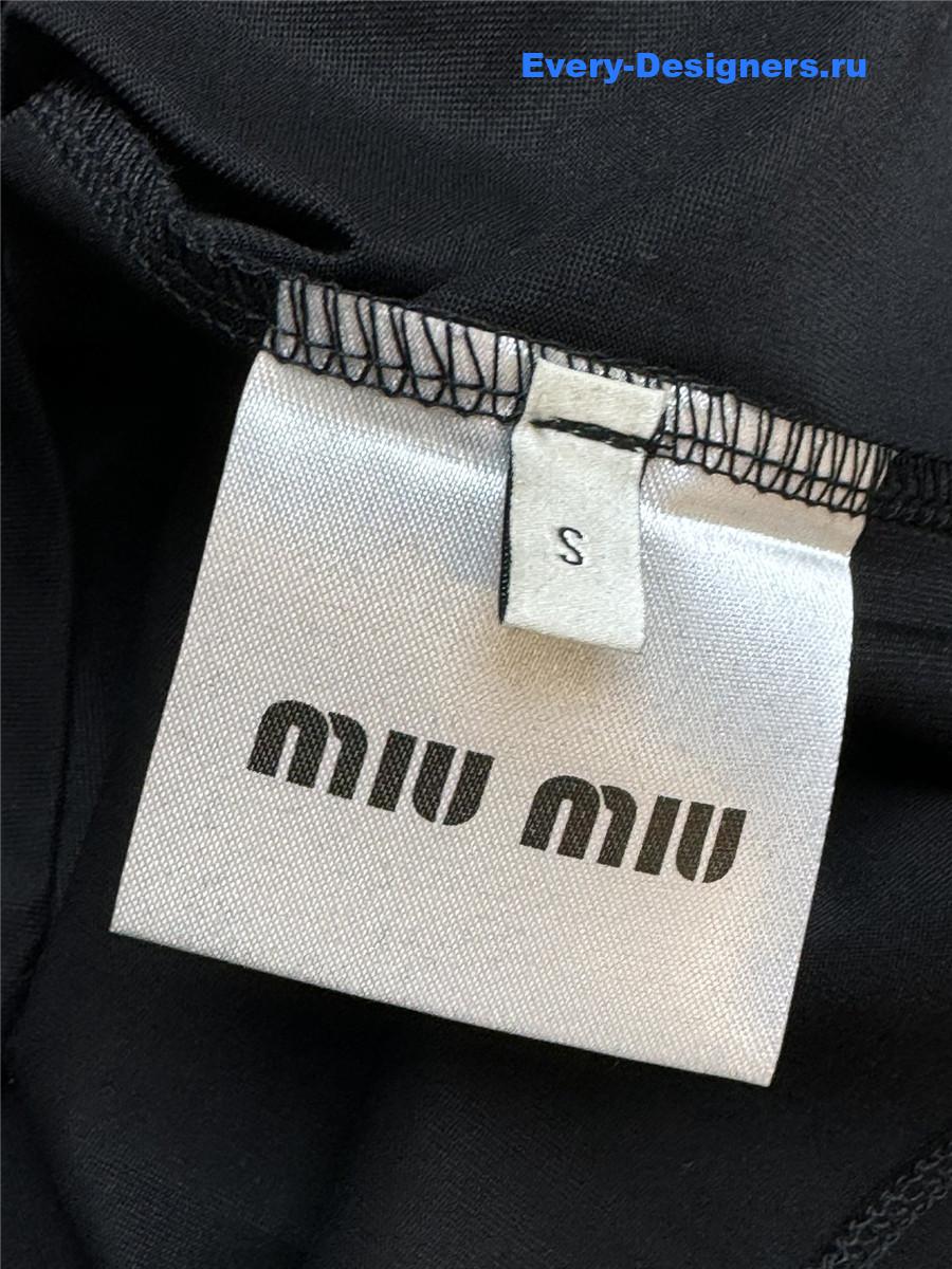 Miu Miu Beaded Embroidered T-Shirt Black