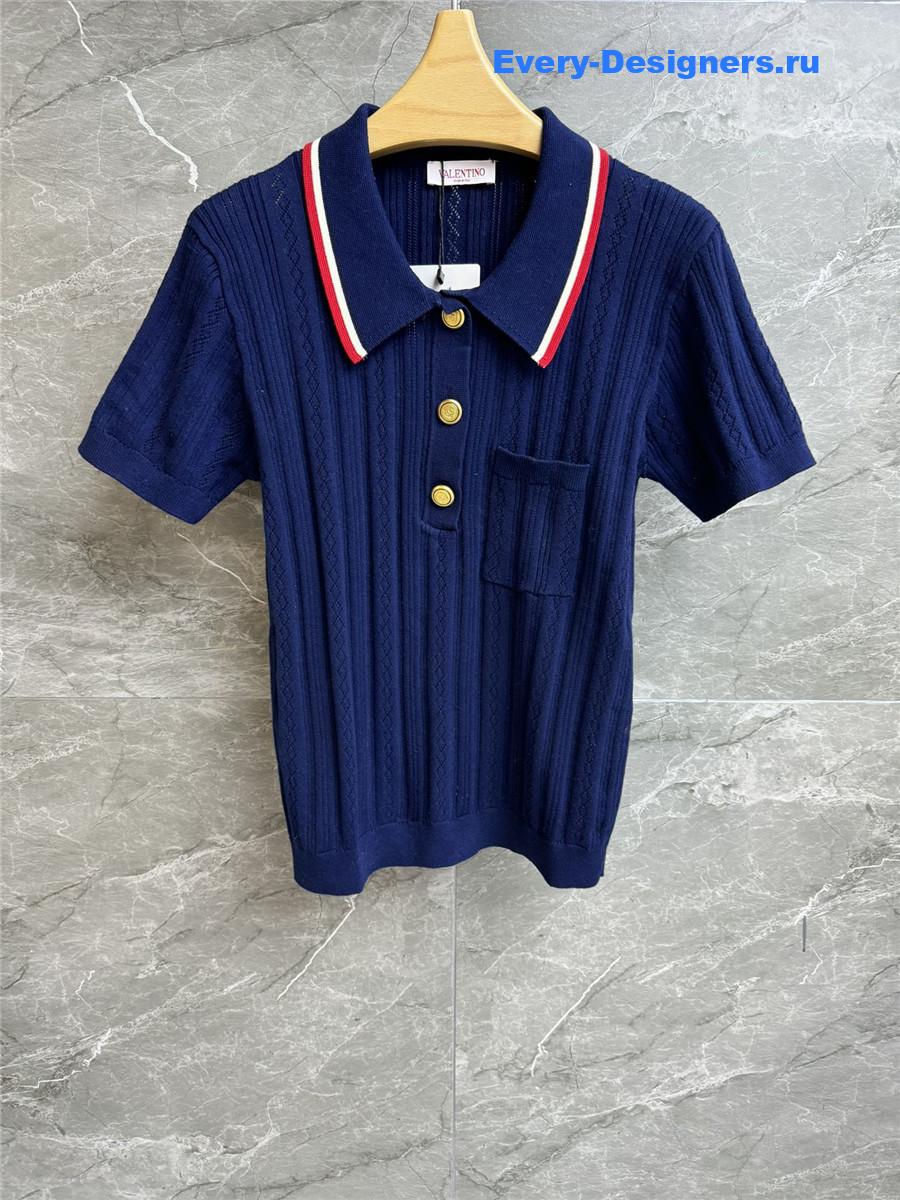 Va1e*ntin0 garavani blue cotton polo shirt