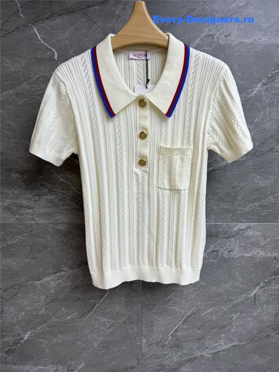 Va1e*ntin0 garavani white cotton polo shirt