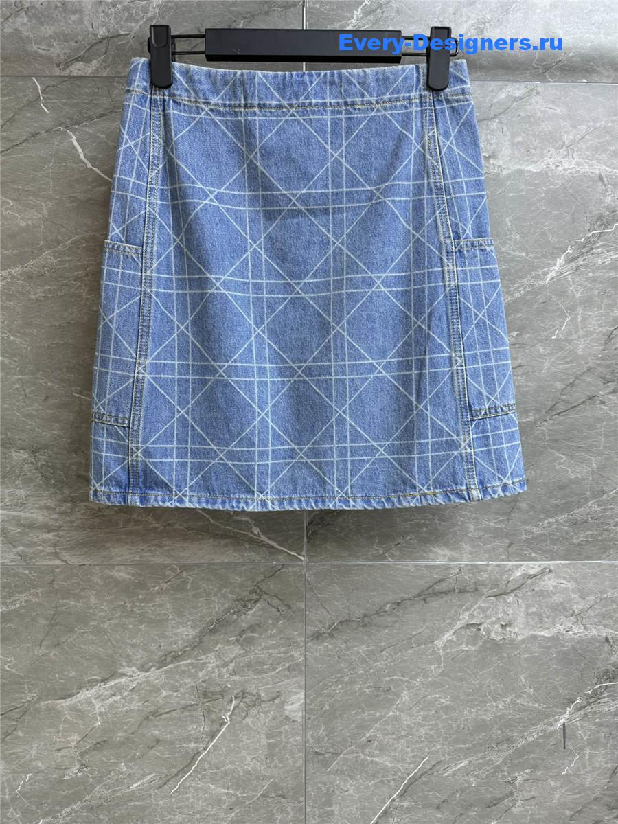 D10r blue check denim skirt