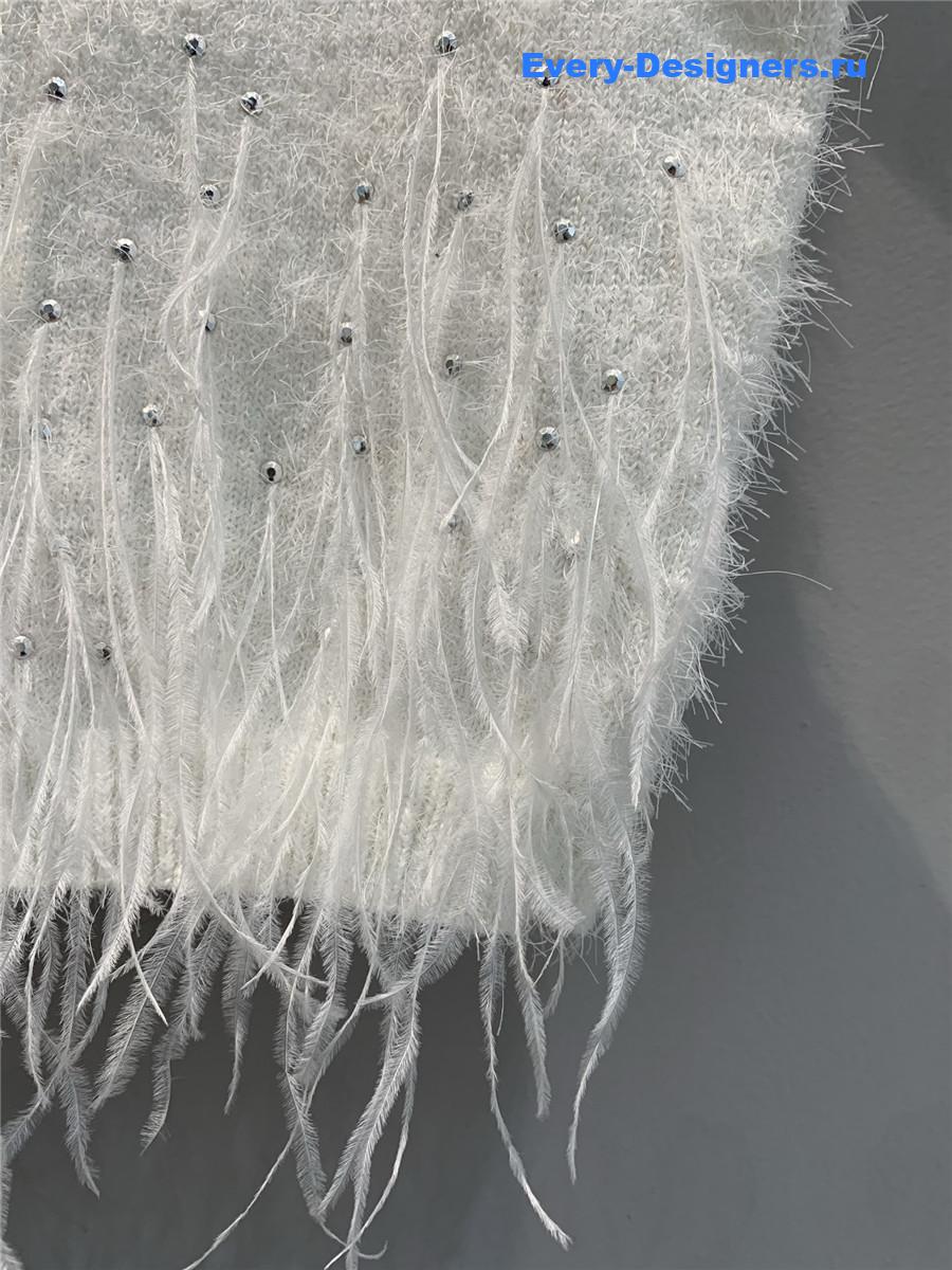 Ch**el white feather cashmere vest