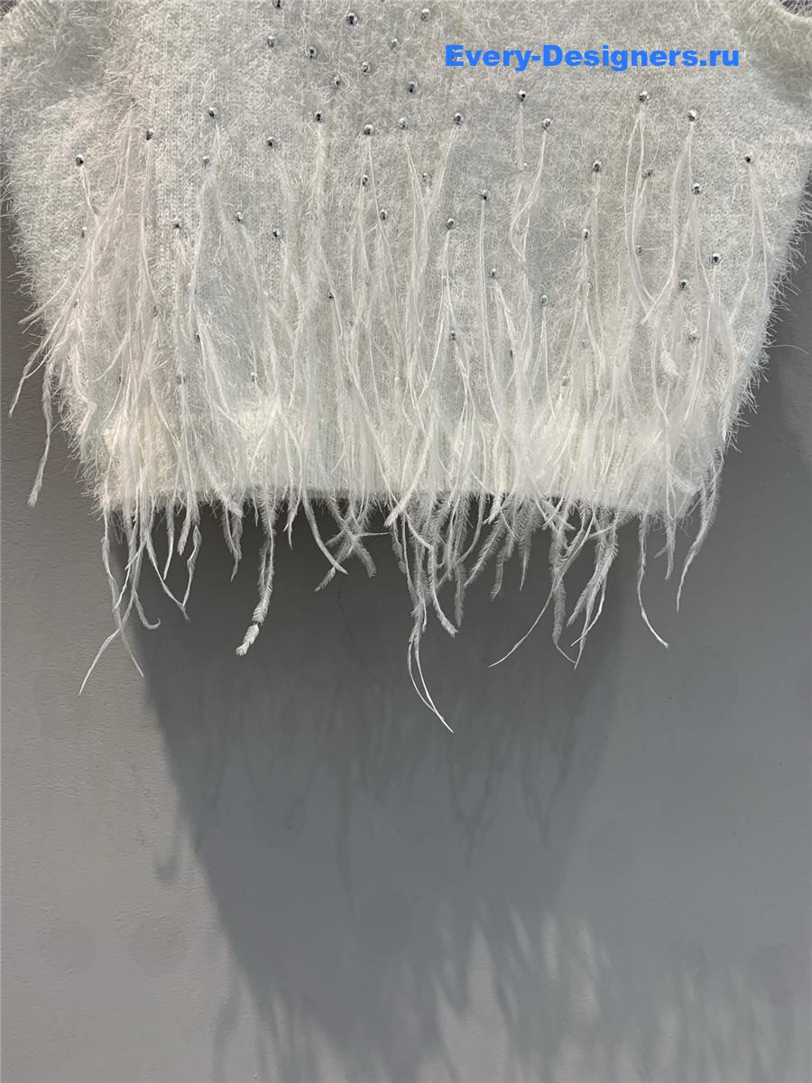 Ch**el white feather cashmere vest