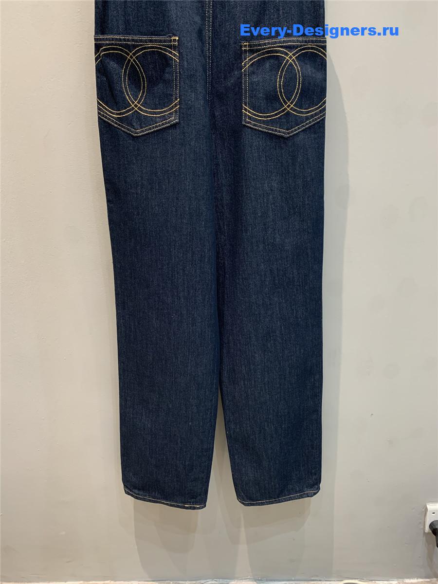 Ch**el dark blue cruise denim jumpsuit