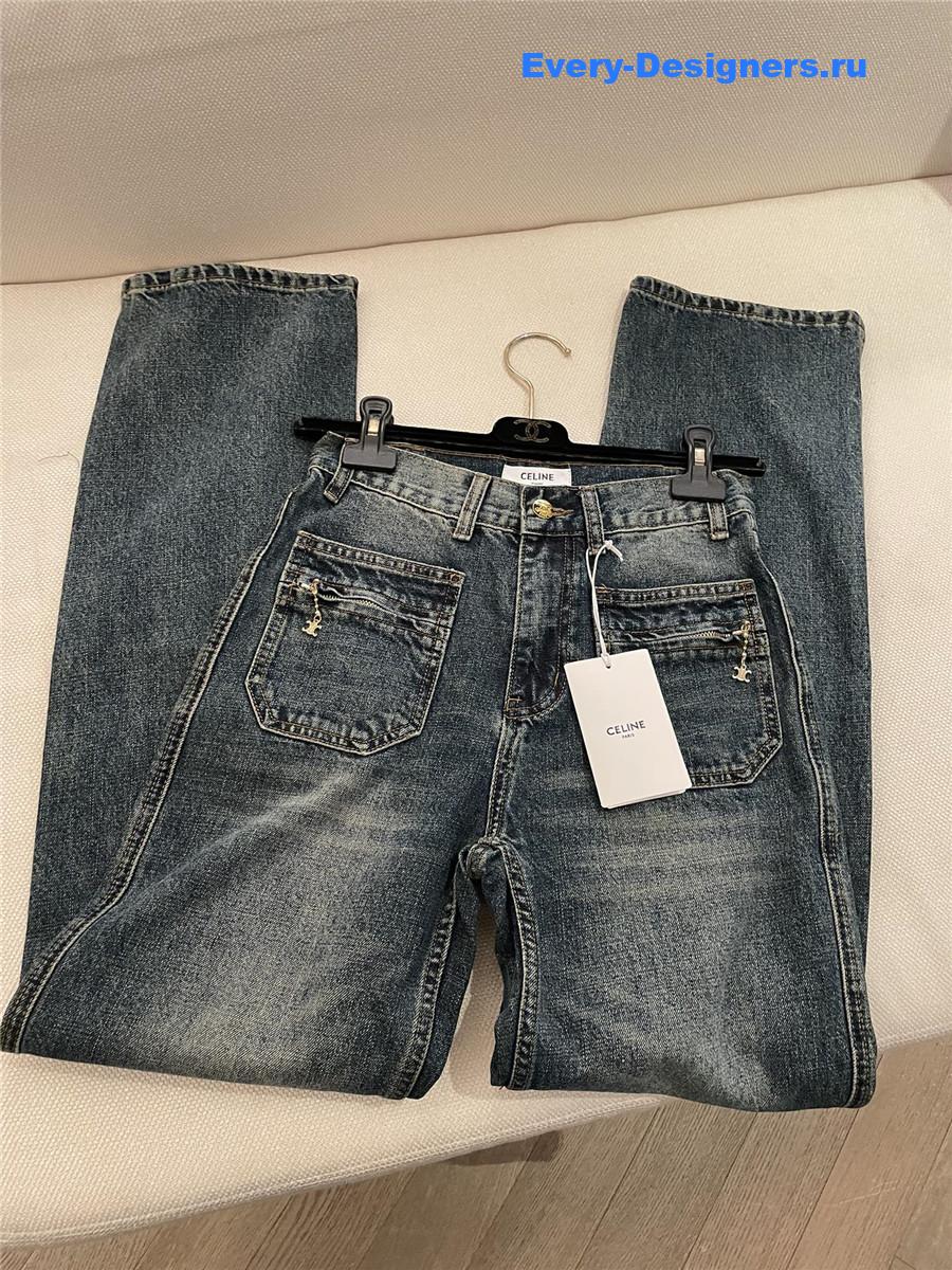 Ce1i*e double pocket logo jeans