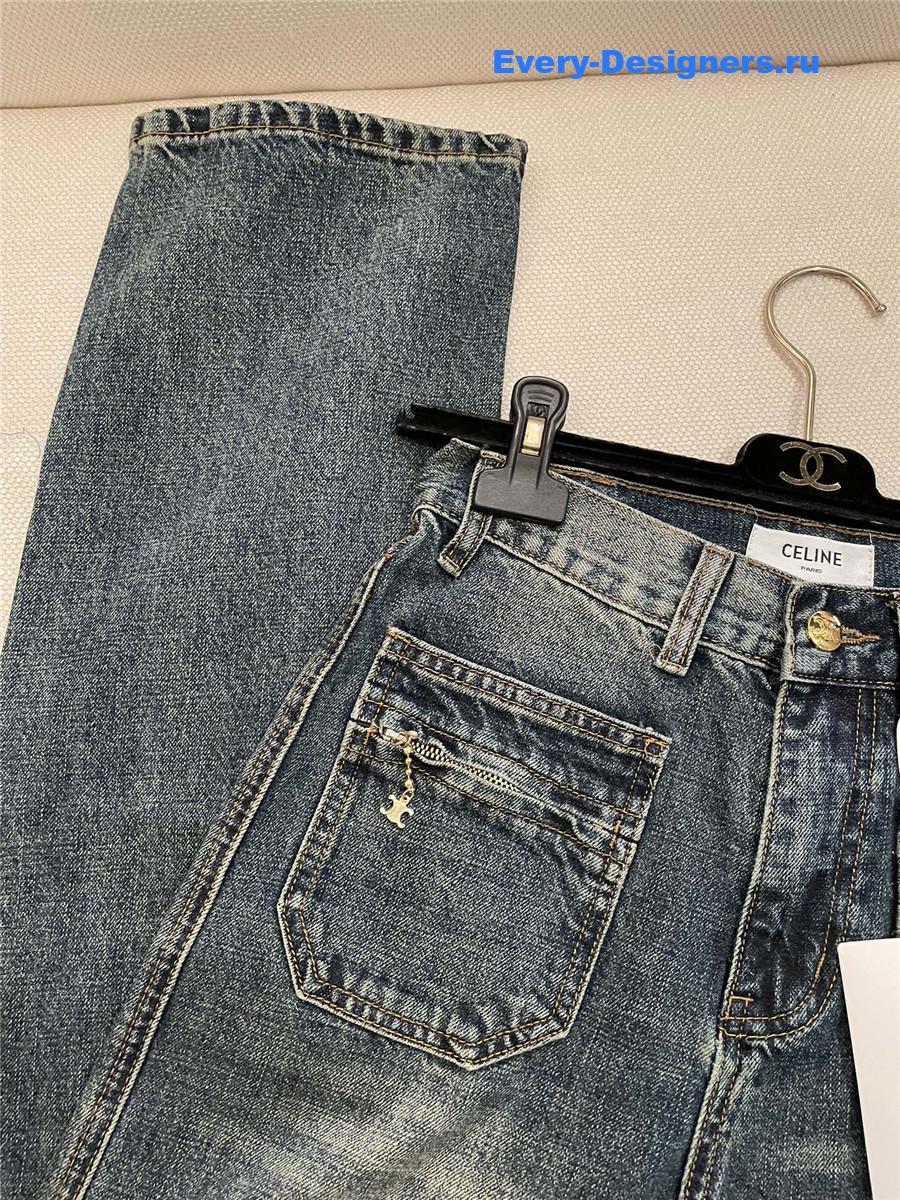 Ce1i*e double pocket logo jeans