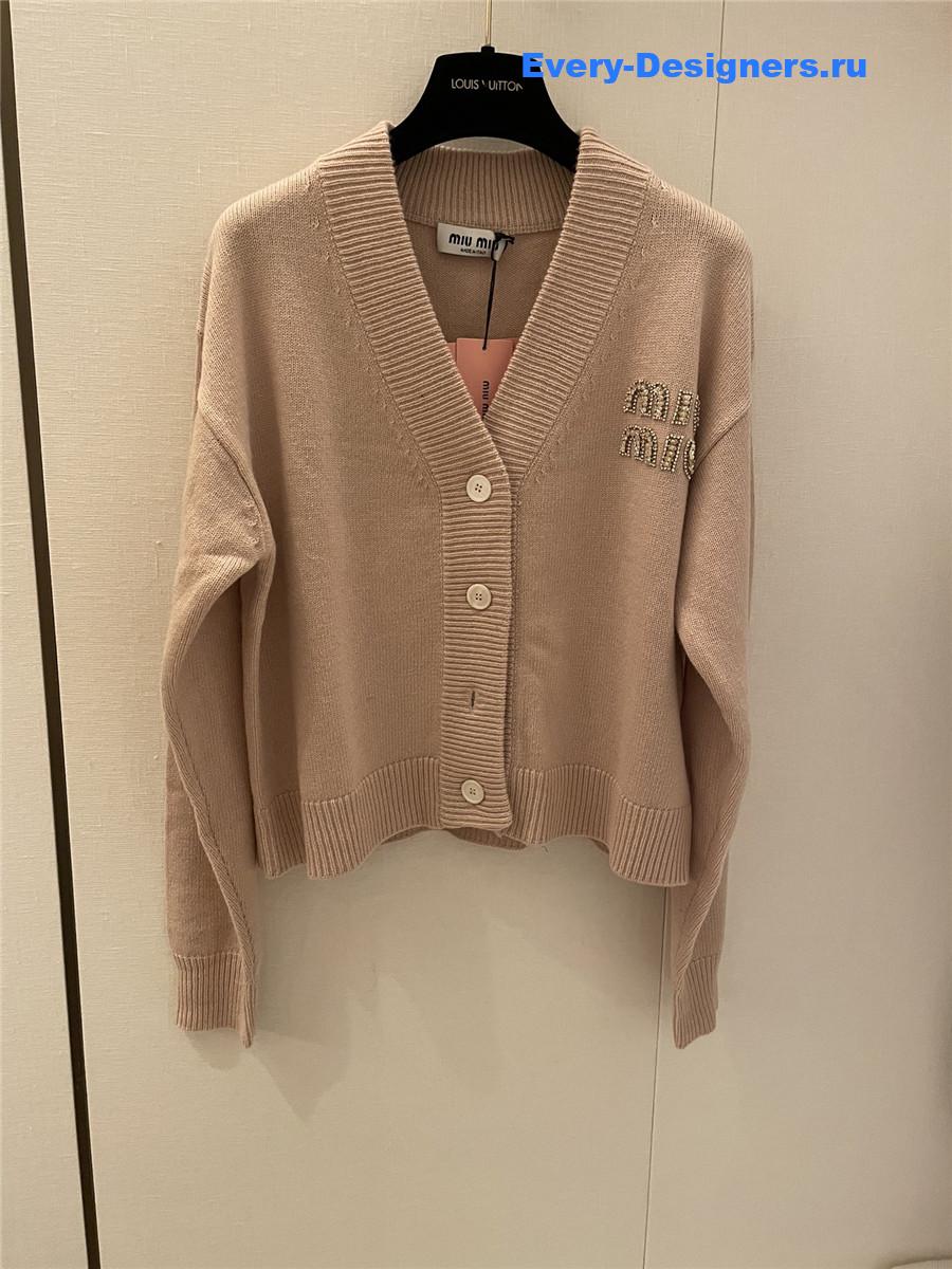 Miu Miu Beaded Crystal Cashmere Cardigan