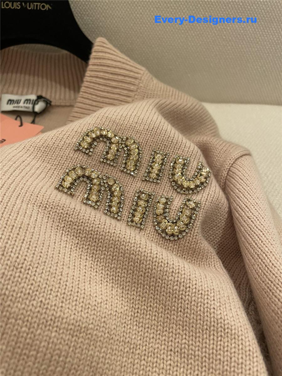 Miu Miu Beaded Crystal Cashmere Cardigan