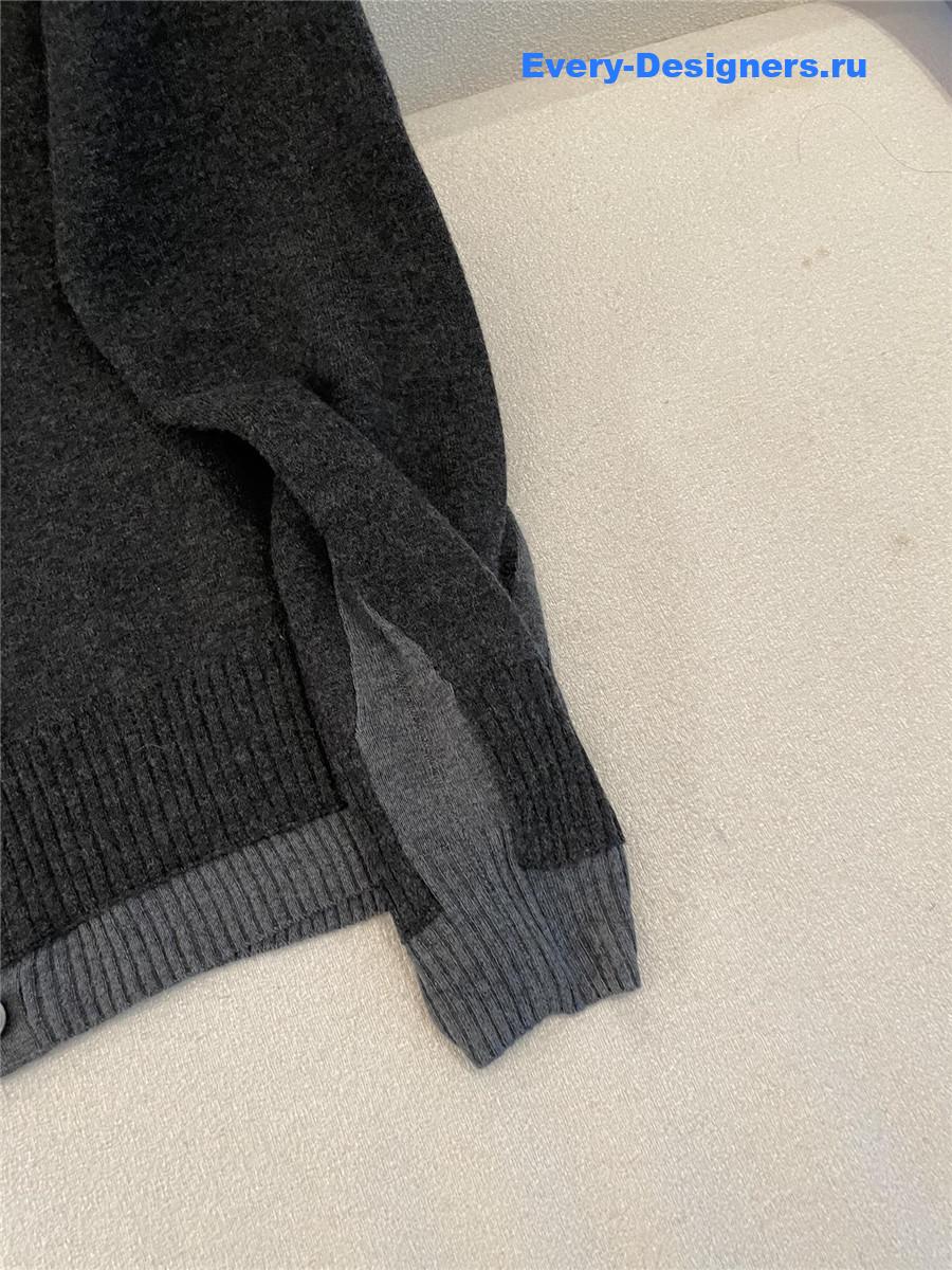 Miu Miu Dark Grey Logo Knitted Cardigan