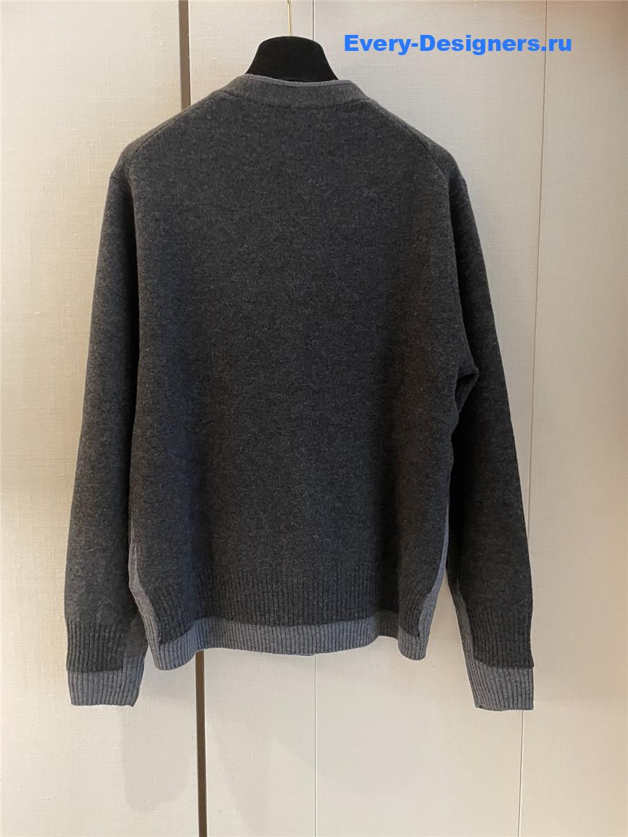 Miu Miu Dark Grey Logo Knitted Cardigan