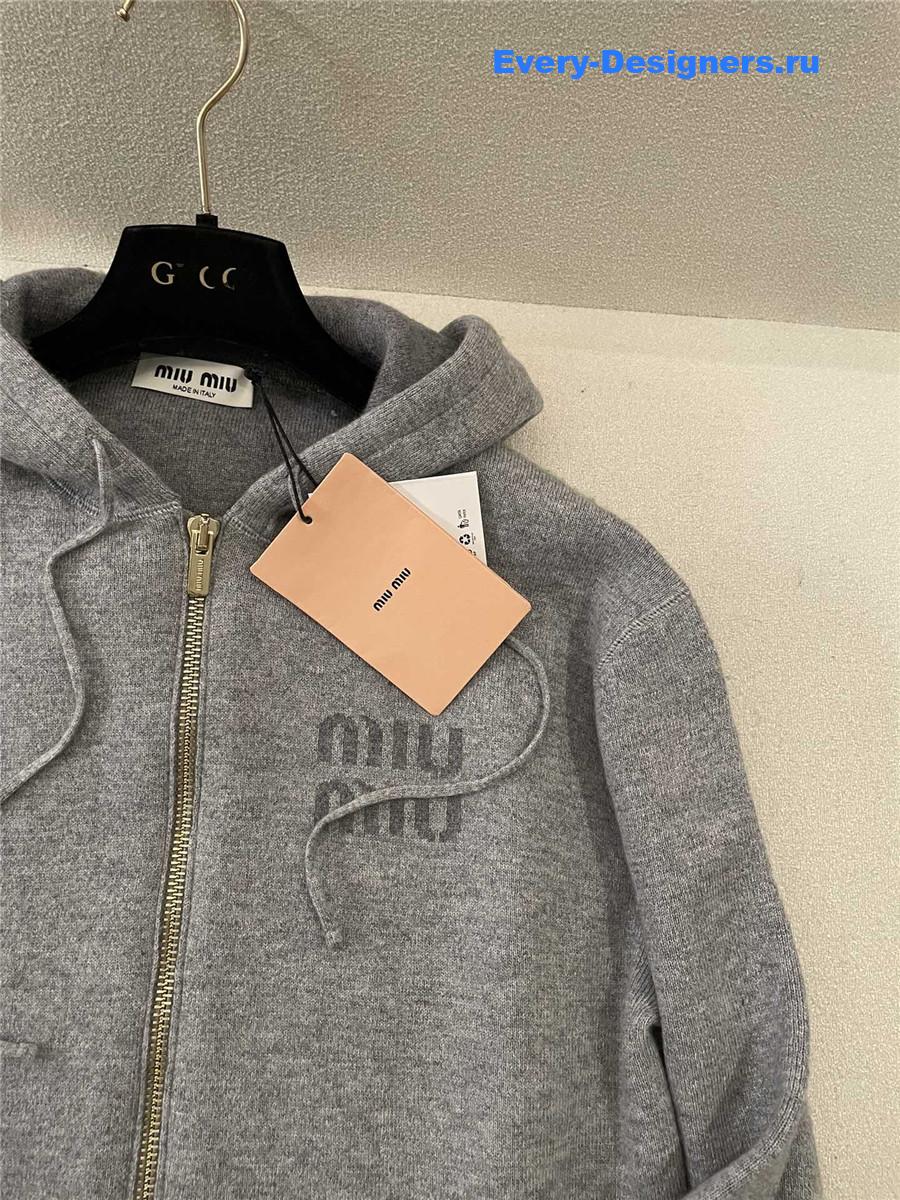Miu Miu Cashmere Zip Hooded Cardigan