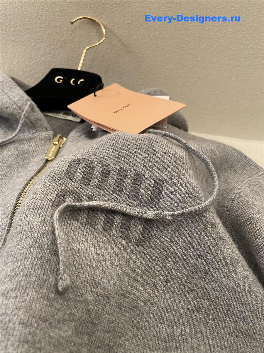 Miu Miu Cashmere Zip Hooded Cardigan