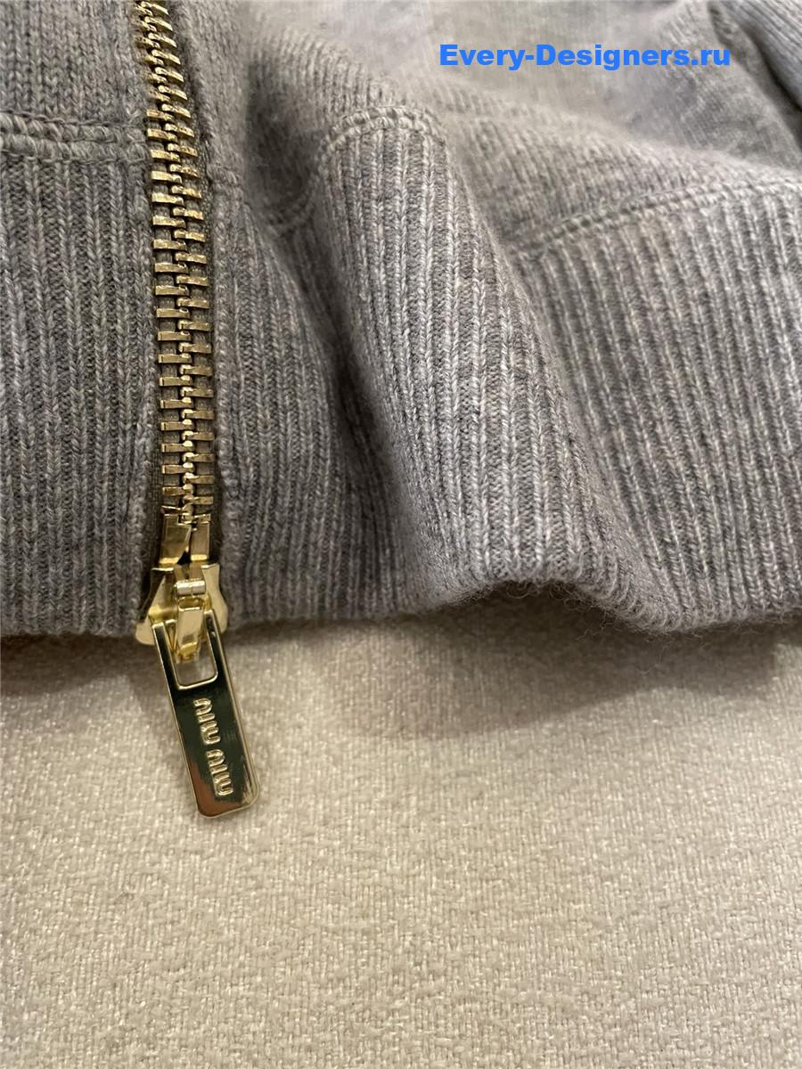 Miu Miu Cashmere Zip Hooded Cardigan
