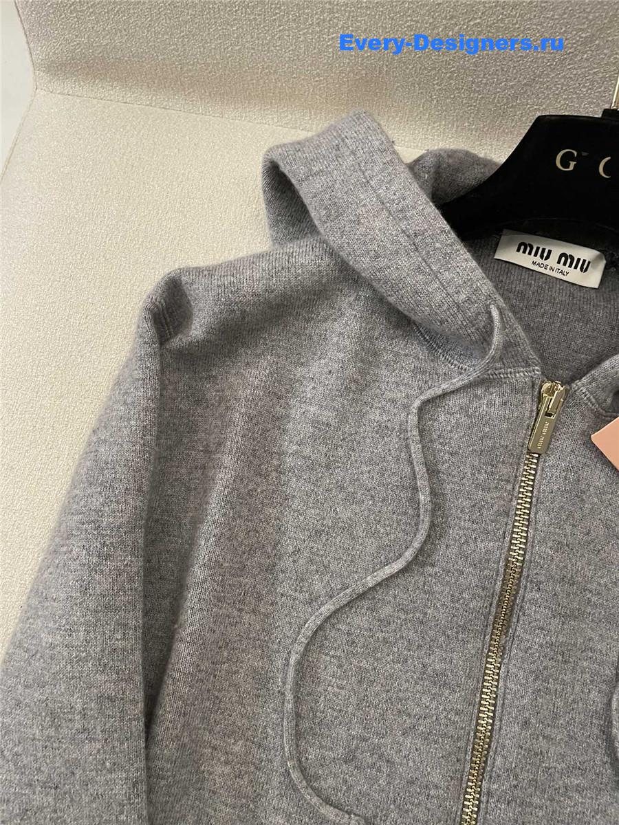 Miu Miu Cashmere Zip Hooded Cardigan