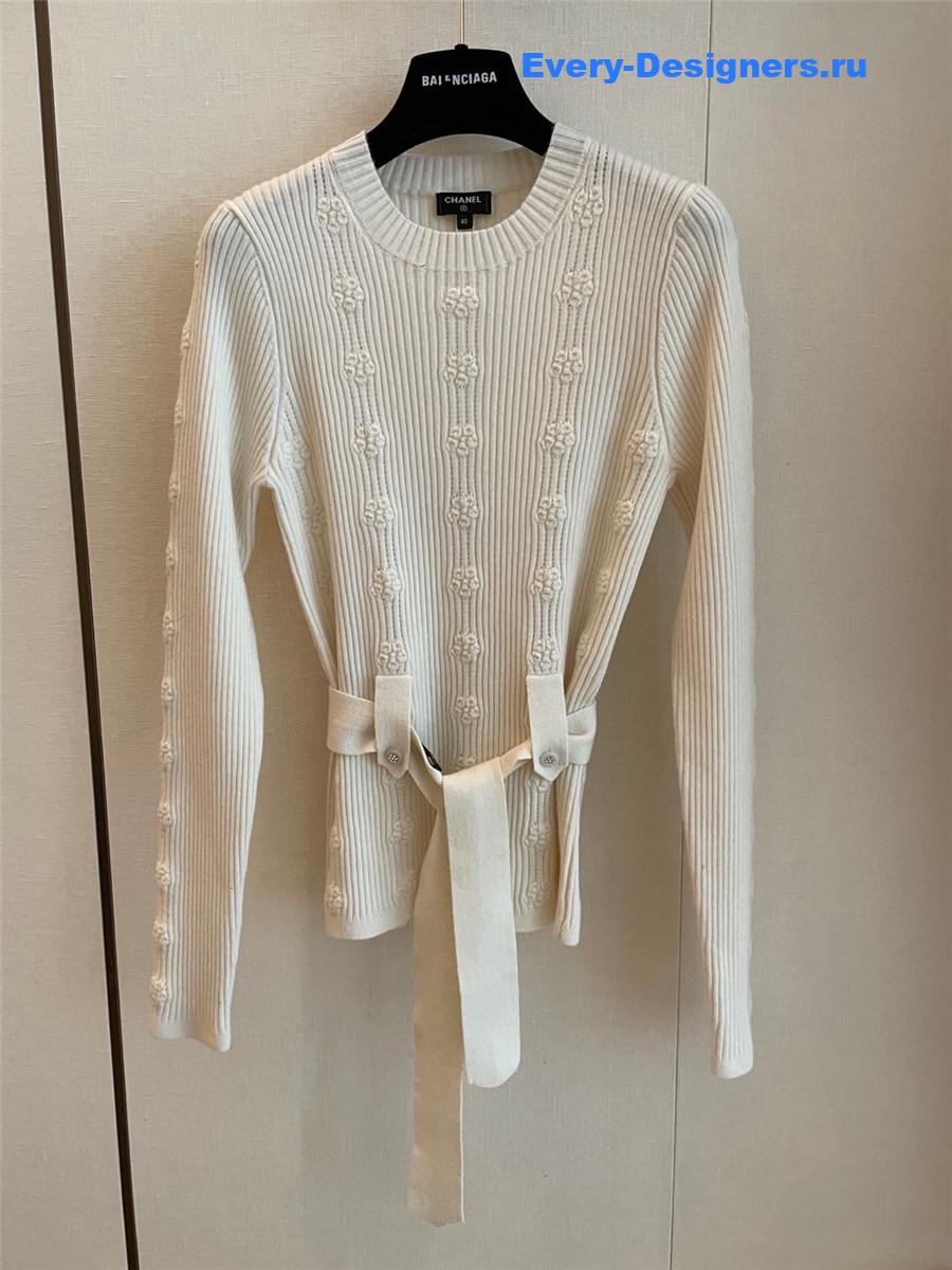 Ch**el hollow belt knitted sweater