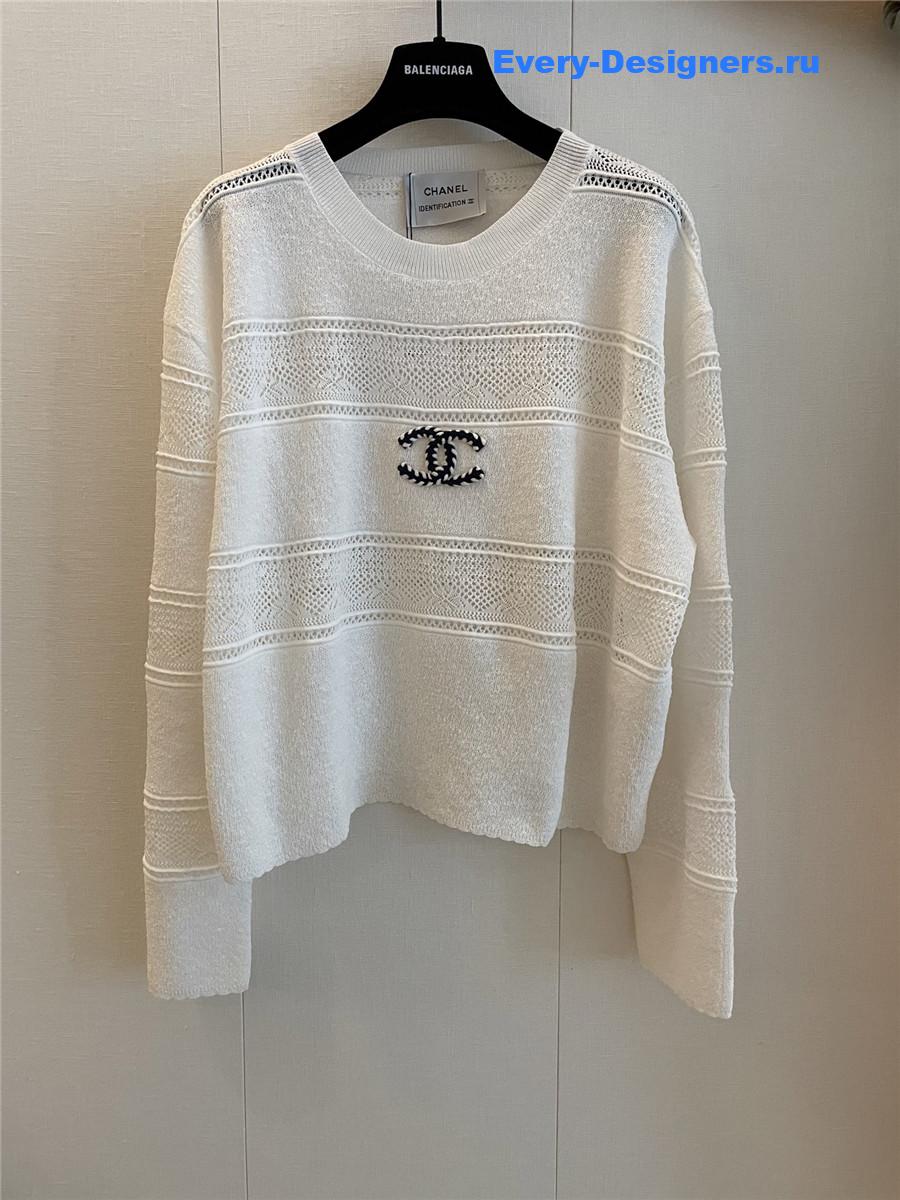 Ch**el cream striped knit top