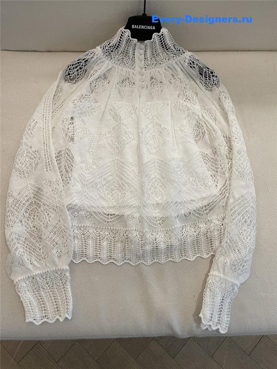 D10r white hollow lace top