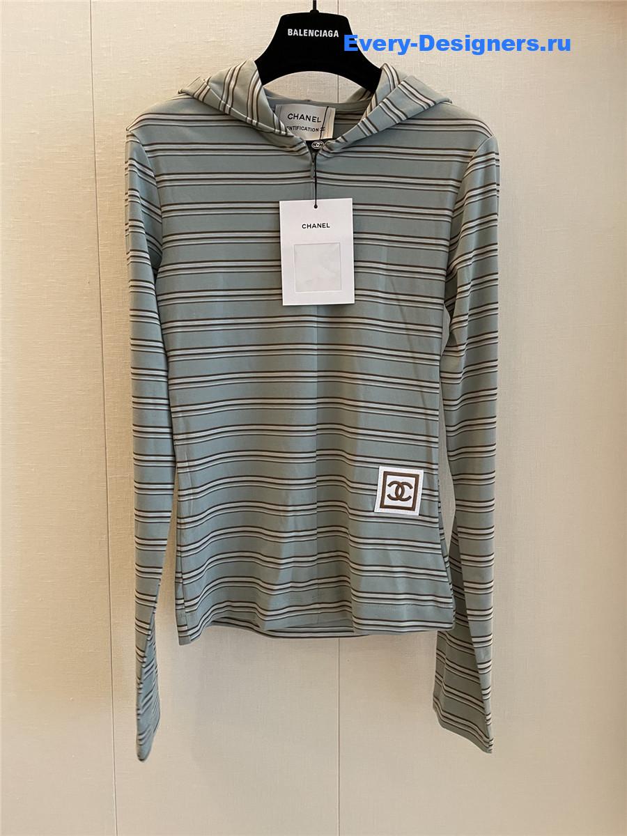 Ch**el green striped hooded shirt