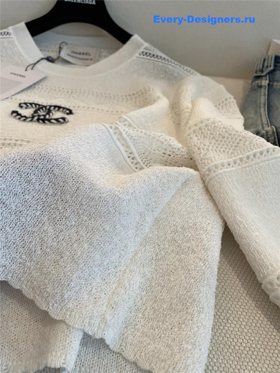 Ch**el cream striped knit top