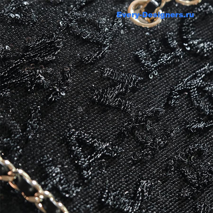 Ch**el small sequin flap bag black