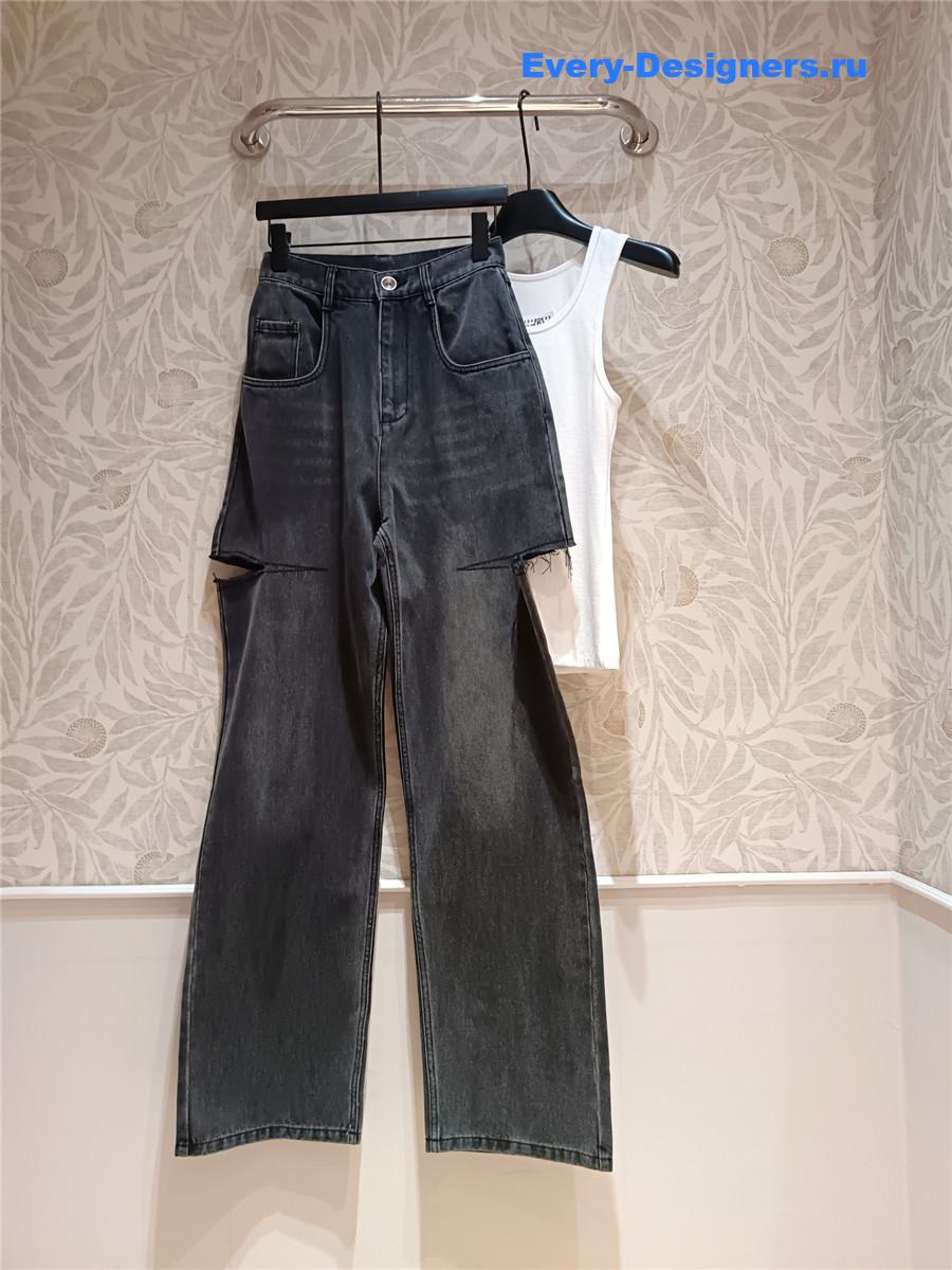 Ce1i*e cutout high-rise tapered jeans