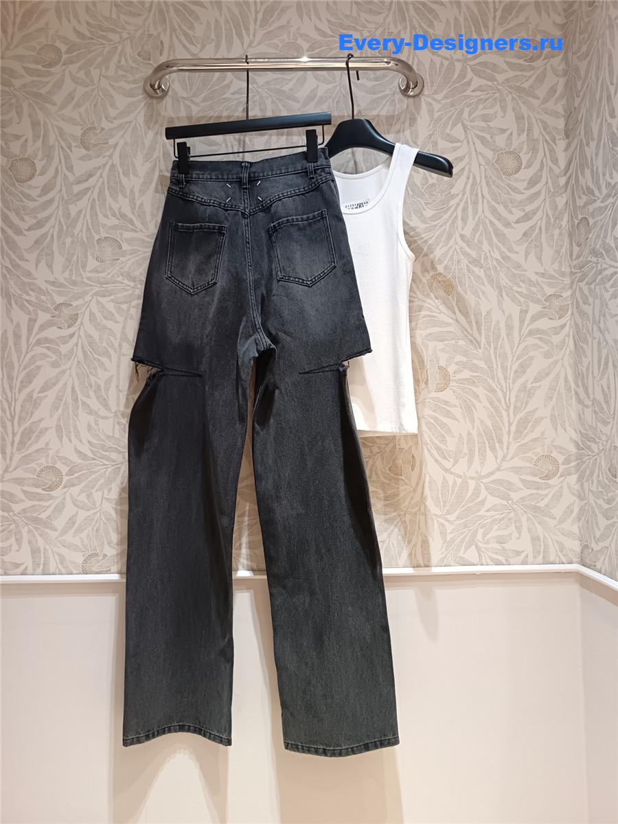 Ce1i*e cutout high-rise tapered jeans