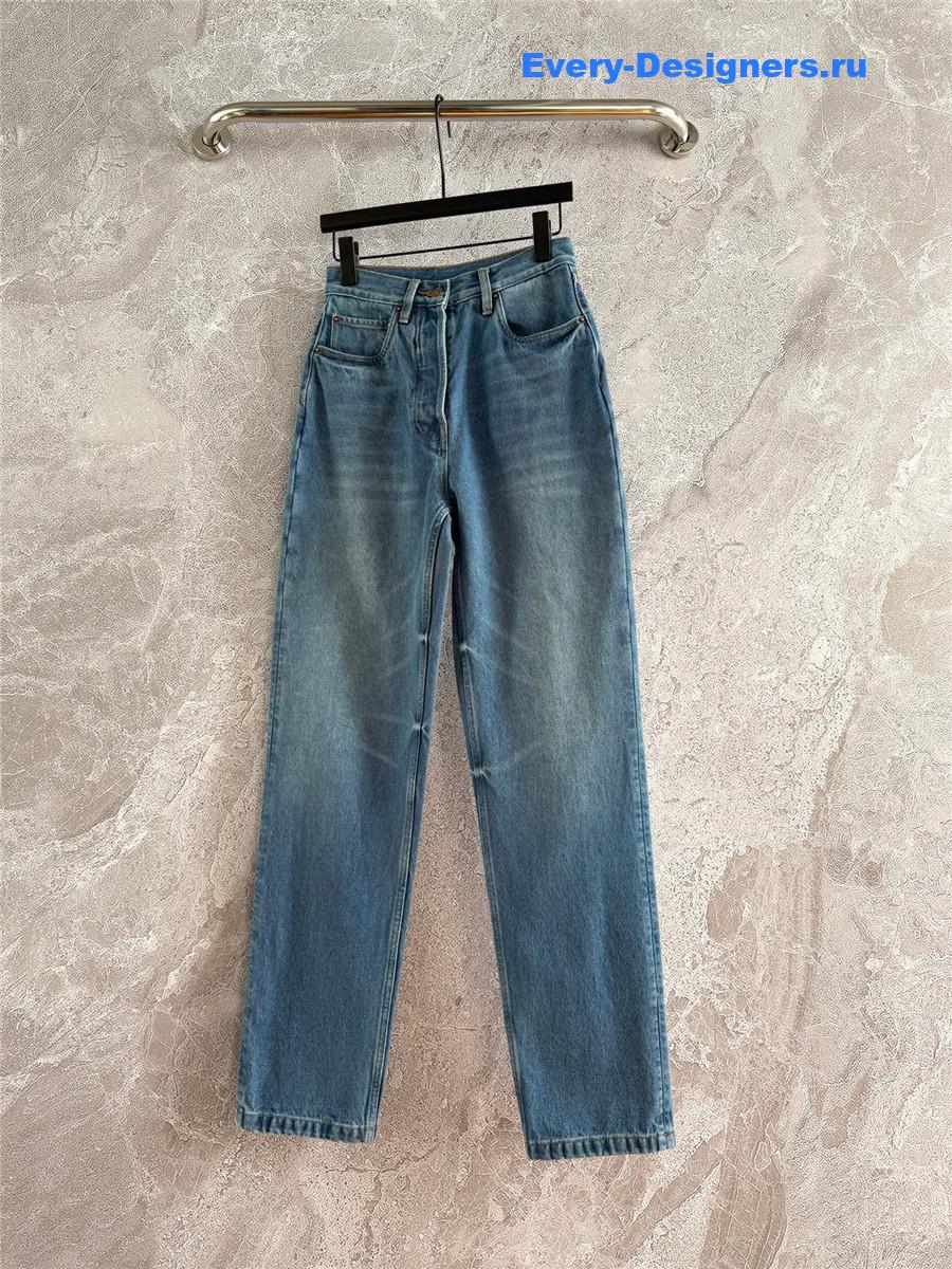 Pra*a blue leather label jeans
