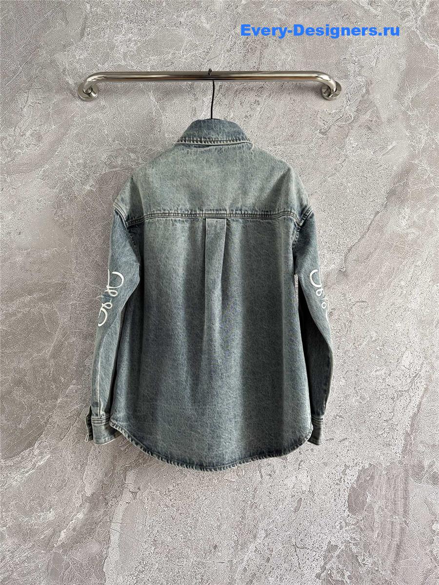 L0ew* anagram denim overshirt blue