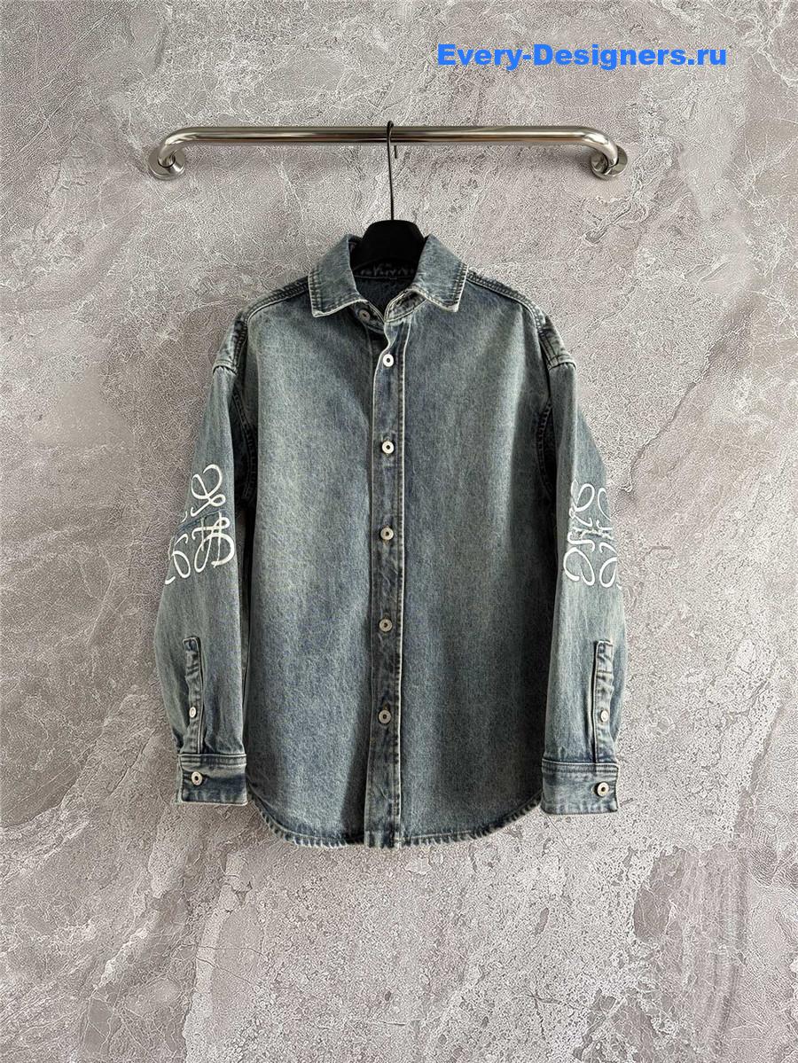 L0ew* anagram denim overshirt blue