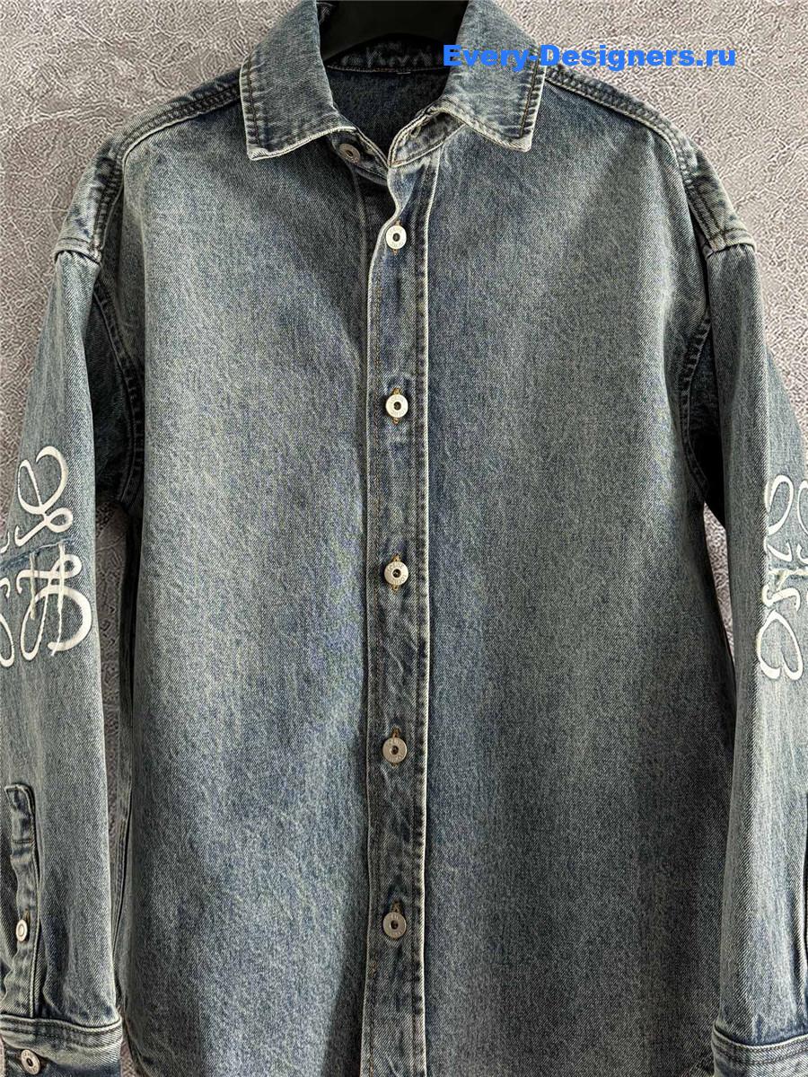 L0ew* anagram denim overshirt blue