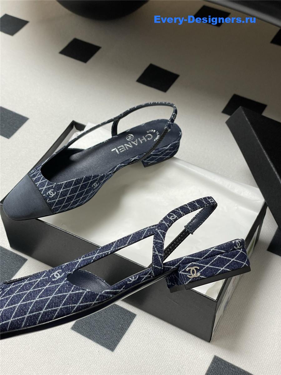 Ch**el denim slingback flats