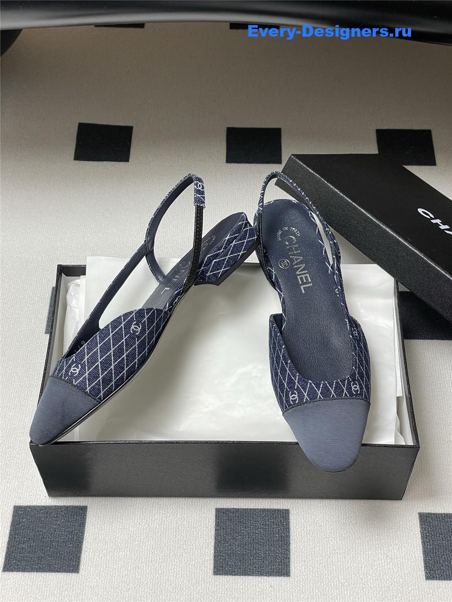 Ch**el denim slingback flats