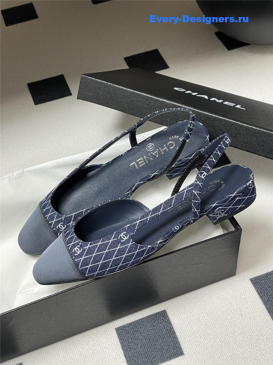 Ch**el denim slingback flats