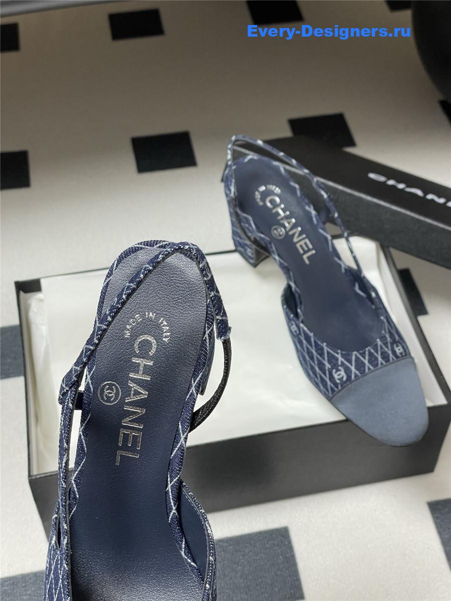 Ch**el dark blue denim heels