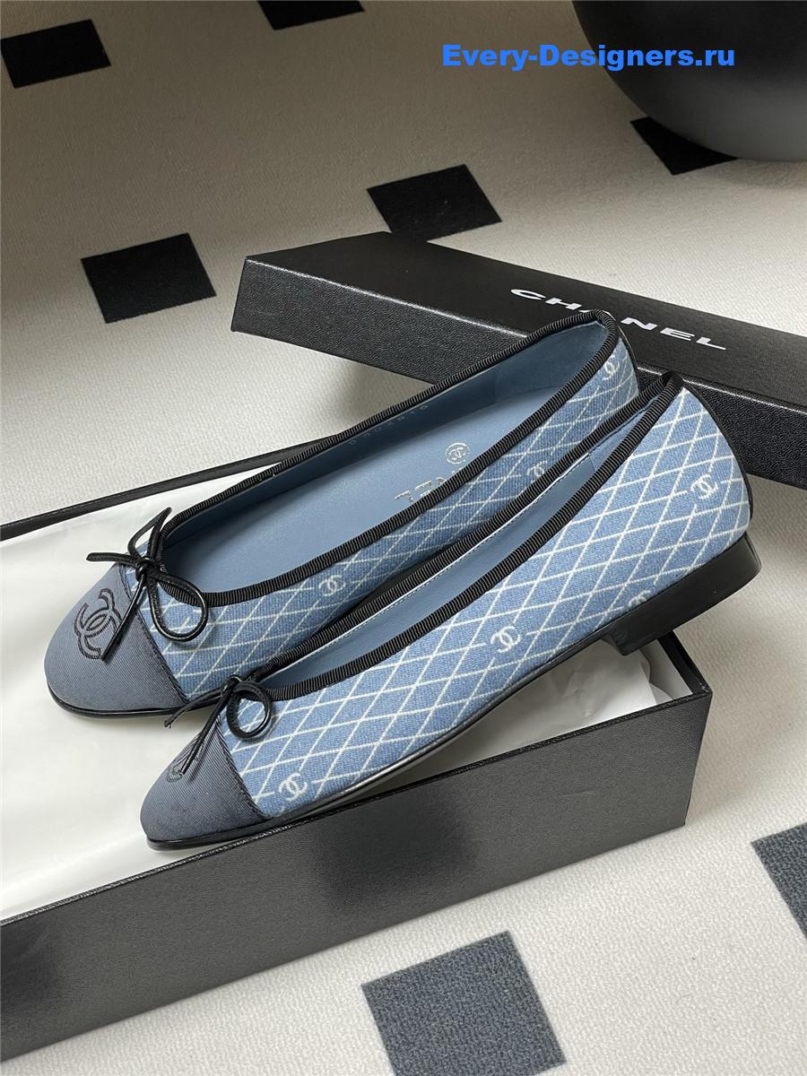 Ch**el light blue denim flats