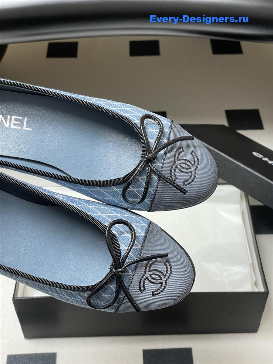 Ch**el light blue denim flats