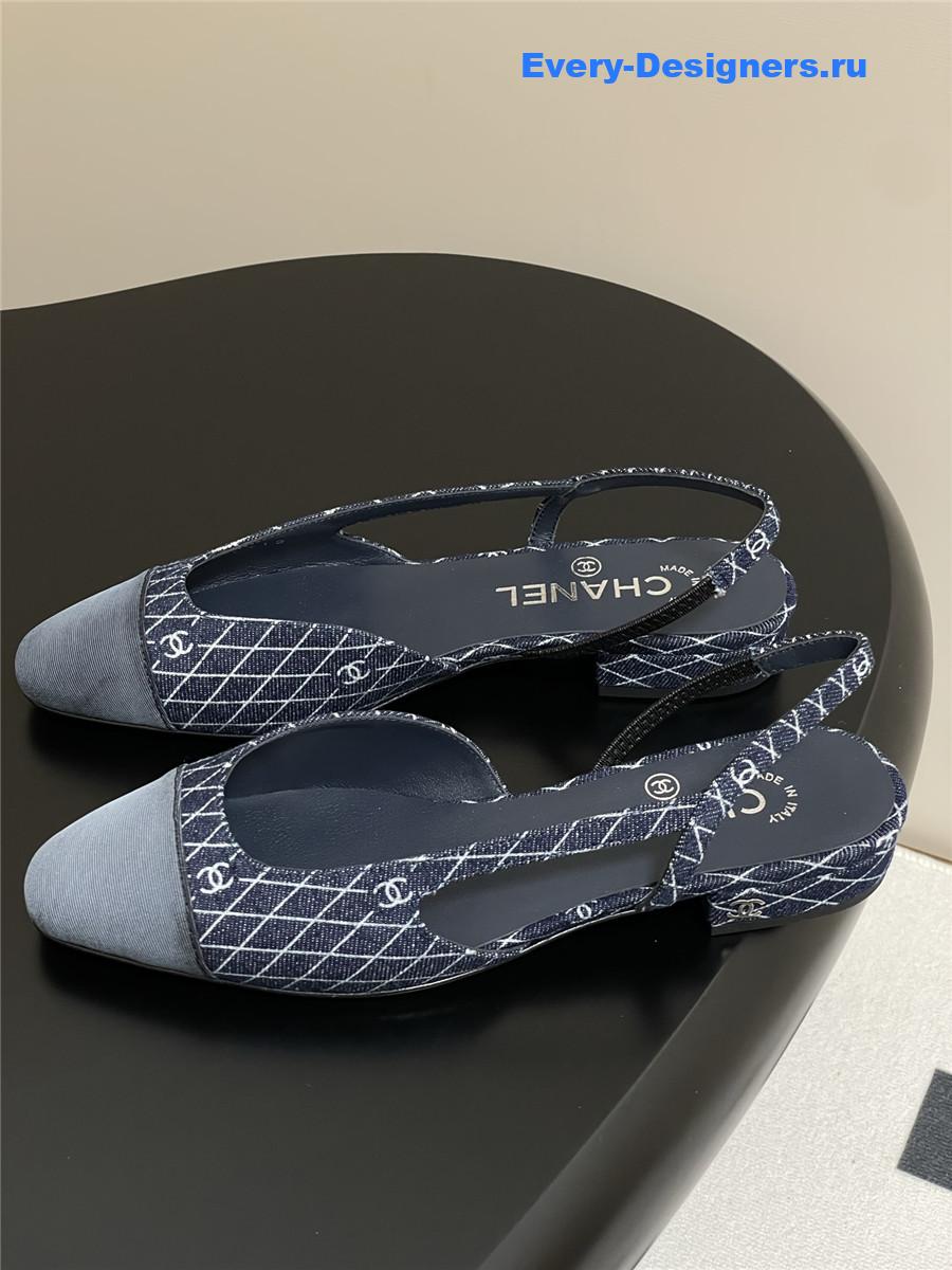 Ch**el denim slingback flats
