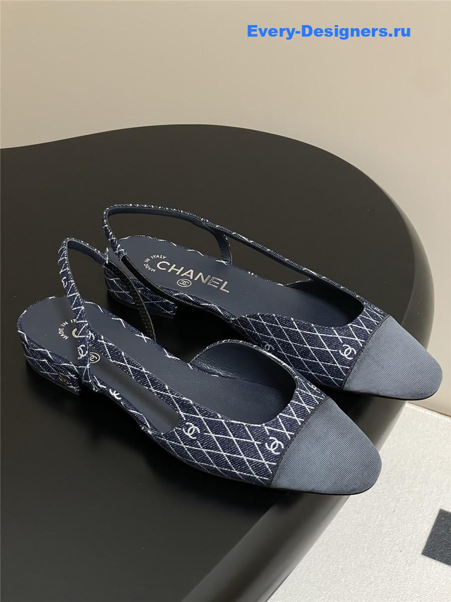 Ch**el denim slingback flats