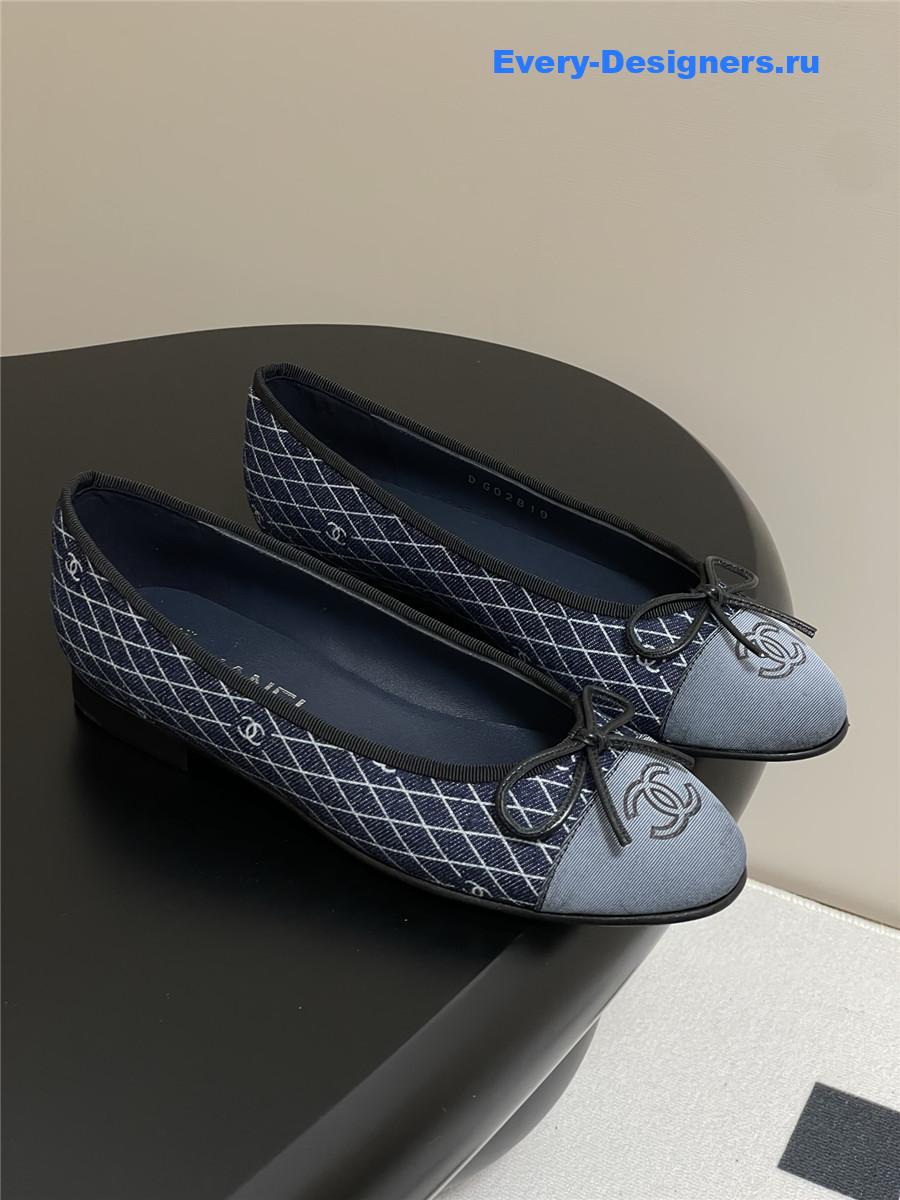 Ch**el navy denim ballet flats